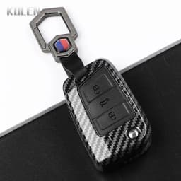 3 4 Buttons Carbon Fiber Car Key Case Cover For VW Volkswagen Golf 7 Tiguan MK2 For SEAT Ateca Leon FR 2 Ibiza For Skoda Octavia