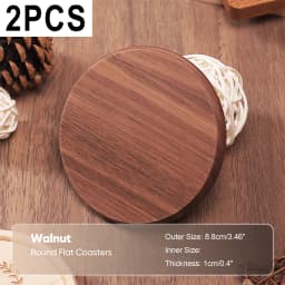 2PCS Wooden Coaster Tea Coffee Cup Pad Walnut Durable Heat Resistant Round Bowl Teapot Mat Home Wood Placemats Decor Coasters