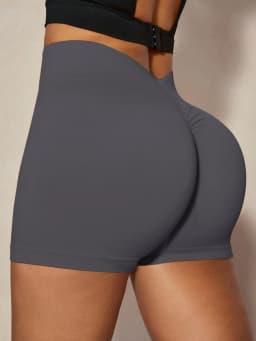 Women V Back Gym Shorts Solid Outdoor Athletic Scrunch Workout Biker Yoga Pants Leggins Sports Fitness Short Tights Elastic