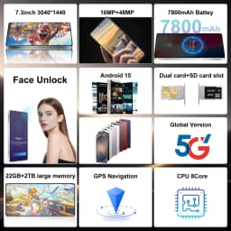 K-Touch New C27 Ultra Smartphone Android 15 5G 7.3 HD Mobile Phones 22GB 2TB 7800mAh Octa Core Cell Phone Unlock Dual SIM 16+48MP Camera handy telefone