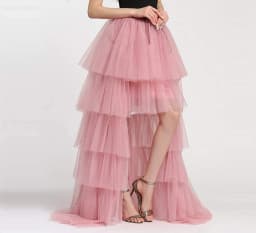 Women's High Low Tulle Multi-Skirt Iered Ruffles Asymmetrical Prom Party Skirts Punk Tulle Gown Under Petticoat