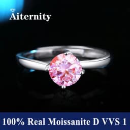 Classic 6 Prong Diamond Ring D Color 1ct Moissanite VVS Round Cut Lab Diamond Ring for Women Engagement Wedding Band Jewelry