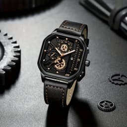Luxury Big Dial Men Square Watch Casual PU Leather Strap Men Sports Watches