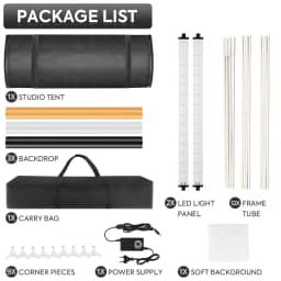 32x32Inch Photo Studio Light Box with Dimming Lights Panel Professional Background Shooting Tent with 3 Color Backdrops 80cm