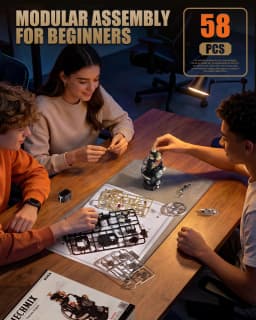 ROKR 3D Puzzle Toys - Steam Engine Mechanical Model Building Kit with Lights & Motion for Desk Decor DIY Toys for Adults & STEM Enthusiasts Birthday Gift