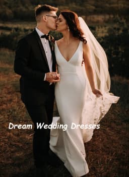 DREAM Customized V Neck Elegant Sleeveless Crepe Wedding Dresses Backless Buttons Bride Dresses Simple Mermaid Wedding Gown 2025