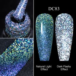 Mtssii Reflective Glitter Gel Pink Sparkling Sequins Gel Nail Polish Soak Off UV Nail Gel Semi-permanent Nail Art Decoration