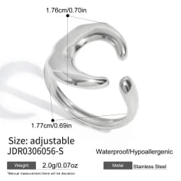 Uworld Minimalist Stainless Steel Smooth Asymmetric Ring Oval Hollow Stackable Ring Large Spherical Ring Women's Jewelry