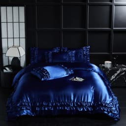 Luxury Satin Double-layered Ruffles Bedding Set Queen Soft Smooth Duvet Cover and Pillowcase Silky Single Double Comforter Cover