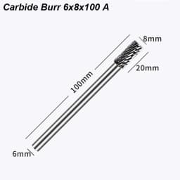 Carbide Burr 6x8m 100mm Extra Long 1/4 Shank Carve Grinde Abrasive Tool Rotary Cut Rasp File Milling Cutter Drill Wood Metal