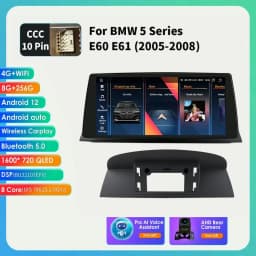 10.25 Android 13 Autoradio For BMW 5 Series E60 E61 CCC CIC 2005-2010 Multimedia Player 4G Carplay 2din Car radio GPS Stereo RDS