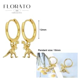 925 Sterling Silver ear needles Animal Butterfly/Elephant/Shell Pendant Hoop Earrings For Women Fashion Jewelry Accessories