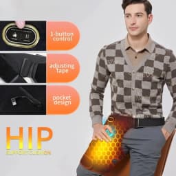 Cordless Heated Hip Support Brace with Massager Relief Lower Back Hip Heating Massage Support Hips Muscle Relaxation