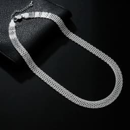 DOTEFFIL Hot Creativity Net Chain Necklaces 10mm 925 Sterling Silver for Women Fashion Designer Party Wedding Jewelry Gift