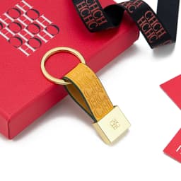 CH Embossed Monogram Leather Keychain Gold Plated Key Ring Luxury Stylish Key Holder Gift Daily Use Fashion Accessory Trendy