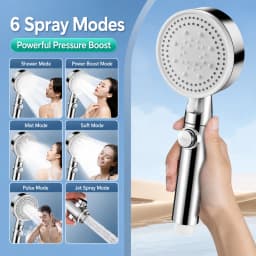 High Pressure Shower Head Handheld Large Panel Rainfall Showerhead with One-Key Stop Water Saving for Bathroom Accessories