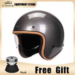 Jet Helmet DOT Open Face Helmet for Men Women Retro 3/4 Motorcycle Helmets Vintage Cafe Racer Half Face Helmet Capacete De Moto