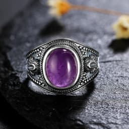 925 Silver Rings Natural Amethyst Gemstone Rings for Women Wedding Bands Anniversary Gift Fine Jewelry