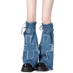 REDDACHiC Asymmetrical Denim Shorts Star Plaid Coverups Leg Warmers Women Set Trendy New Low Rise Pants Summer Retro Y2k Clothes