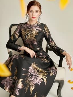 DEVCHATA Women's Casual Summer Jacquard Maxi Dress Boho Floral Party Evening Elegant Long A-Line Dress