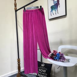 Summer Thin Chiffon Wide Leg Pants For Women Casual Candy Color Loose Long Pants Lady Solid Color Straight Pleated Trousers