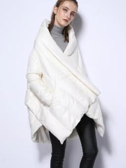 LANMREM Winter Big Size Down Coat For Women Fashion Irregular Design A-line Solid Color Loose Mid Length Clothing 2VV223