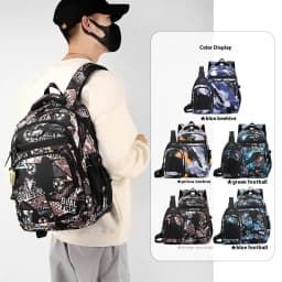 2pcs/set middle school boy backpack graffiti chest bag backpack set high school bag for boys 12 to 18 years old student bookbag