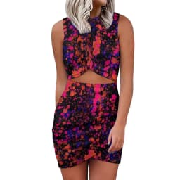 Colorful Neon Pain Mini Dress Sleeveless Splatter Pattern Vintage Dresses Summer Ladies Street Wear Bodycon Dress Big Size 5XL