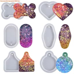Fan-shaped Round Heart Oval Bone Tag Silicone Epoxy Mold Resin Casting Necklace Pendant Mold Suitable for Home Decor