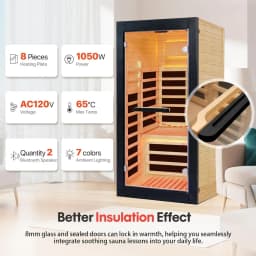 Far Infrared Sauna Room Single Person Chilean Pine Wood 1050W, Custom