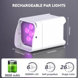 U'King 4PCS RGBWA+UV LED Par Light with Bag 6x18W DMX Stage Light Rechargeable Built-in Battery Dyeing Light Wireless Par Light