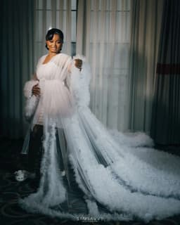Extra Puffy Bridal Wedding Robe Customized Women Dress Nightgown Long Sleeves Ruffles Sleepwear Bathrobe Bride Pajamas