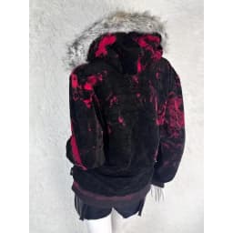 New Gothic geometric print red gradient zipper hoodie women fashion high street fur collar loose sweatshirt for men and women