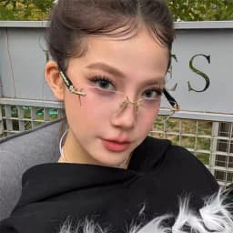 Cut Edge High-end Framless Photochromic Myopia Glasses Silver Gold Blue Light Blocking Eyewear Anti-UV Sunglasses Diopters -4.0