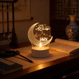 Eid Mubarak USB Operated 3D LED Night Light 2026 Eid Party Holiday Decoration Table Ornament Muslim Ramadan Decoration for Home