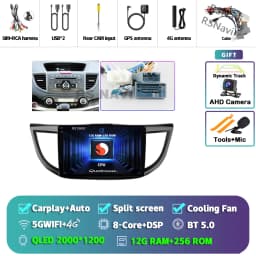Android 16 Carplay Auto Car Radio Multimedia Player For Honda CRV CR-V 2012-2016 WIFI+4G DSP Autoradio Stereo 2din Head Unit