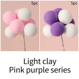 5/8Pcs/set Colorful Ball Bundle Clay Balloons Cake Topper Creative Cupcake Card Flag Birthday Party Baby Shower Dessert Decor