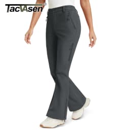TACVASEN Womens Fleece Lined Softshell Pants Waterproof Windproof Flared Ski Pants Multi Pockets Cuff Hem Hiking Snow Trousers