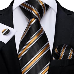 160cm Length Men's Tie Set Handkerchief Cufflinks Wedding Party Accessories Neck Ties Gift for Men Wholesale