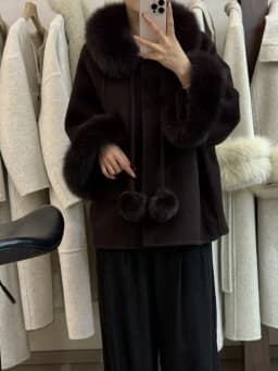 OFTBUY Women's Short Wool Coat Real Fox Fur Collar Cuffs Pom Pom Drawstring Woolen Clothing New Winter Warm Elegant Outerwear