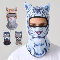 3D Cat Animal Balaclava with Ears, Funny Ski Mask Beanie for Men Women, Music Festival Rave Halloween Party Gifts