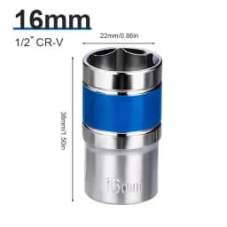 1/2Inch Blue Drive Short Hex Sockets for Nut Removal 8-32mm Socket Spanner, CR-V Steel Socket Set For 1/2 Socket Set