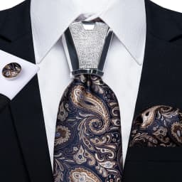 DiBanGu Business Plaid Black Solid Luxury Elegant Silk Ties for Men Designer Tie Buckle Handkerchief Cufflinks Wedding Accessory