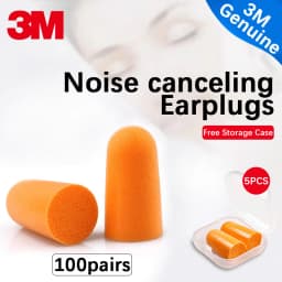 3M Earplugs Model 1100 2 Foam Earplugs Protection Noise Protection No Tear Dirt Resistant Flexible Work Study Rest Sleep1100