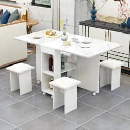 Folding Dining Table Set 4 Chairs Italian Nordic Luxury Dining Table Decorate Simple Mesas Y Sillas De Comedor Kitchen Furniture