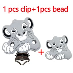 2pcs/set Silicone Cartoon Animal Pacifier Clip Molar Bead DIY Pacifier Chain Jewelry Accessories