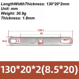 1Pc 304 Stainless Steel Thickened Double Hole Straight Flat Gasket - Bolt Fastening Blocking Plate Hardware Accessory