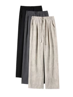 Ice Silk Dyed Wide Leg Pants Casual Summer Thin Straight Cool Pants High Waist Nine Points Korean Style Polyester Fiber