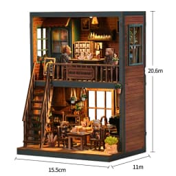 Zuuton DIY Miniature Magic Doll House Kit Wooden Gothic Clock Tower Building Model with LED Light Creative Gift for Home Decor