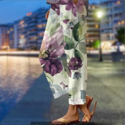Ladies New Hot Plus Size Printed Simple Roll-up Casual Pants Streetwear Women PantsNine-minute Pants Breathable CoolSummer